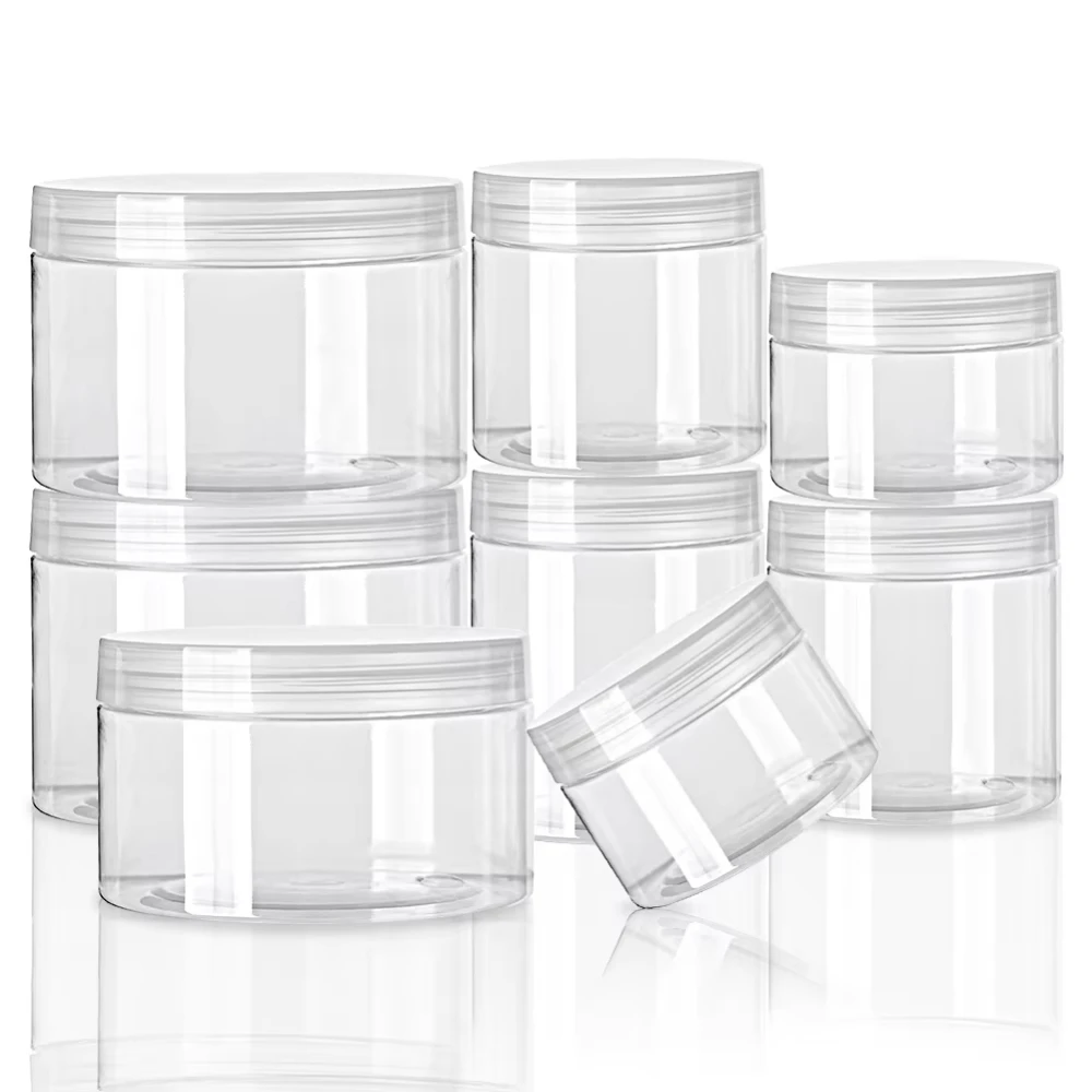 5Pcs 30/50/60/80/100/120/150ml Empty Plastic PET Clear Cosmetic Jars Makeup Clear Storage Jars Face Cream Sample Pot Containers