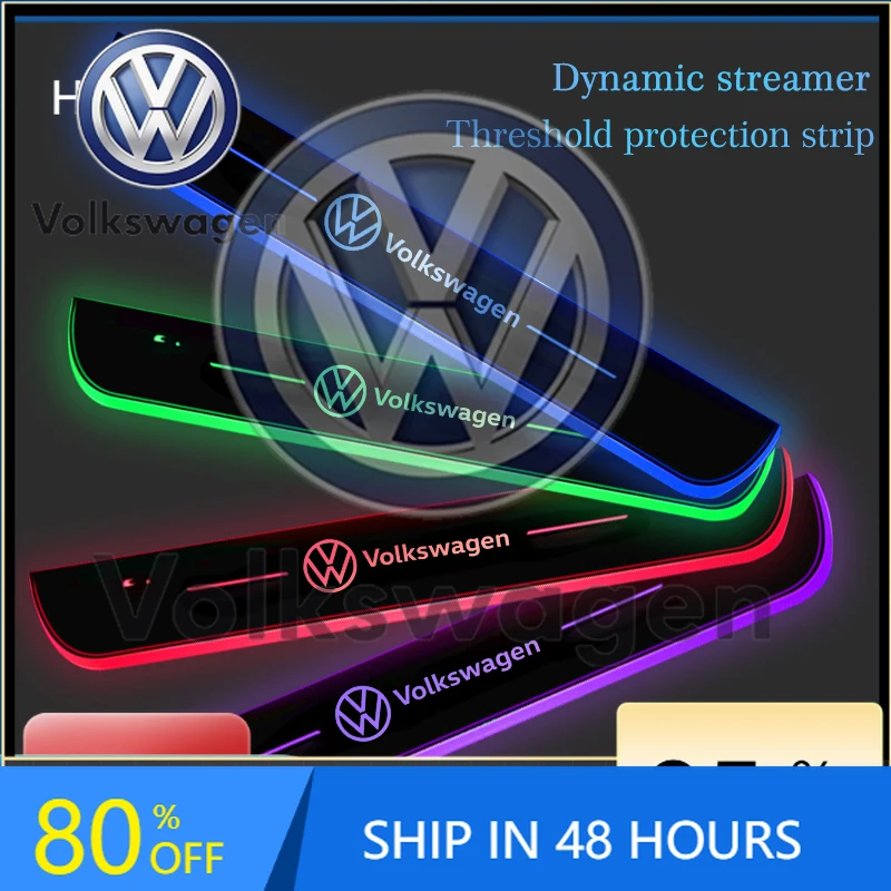 

Наклейка на автомобиль для VOLKSWAGEN VW, светодиодная накладка на порог с подсветкой, светящаяся накладка на дверной порог для VW Volkswagen Passat, Tiguan, Golf, Bora, Jetta