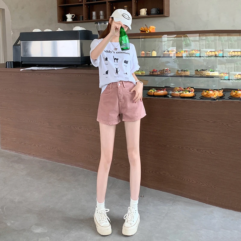 2024 summer new high-waisted denim shorts female loose design sense niche retro wide leg a word hot trousers thin section