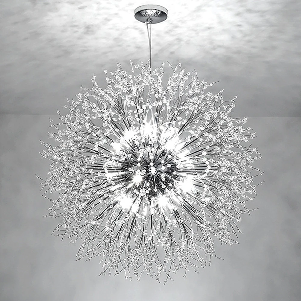 Modern Firework Crystal Chandeliers Gold Chrome Dandelion Chandelier Lighting Home Sputnik Pendant Light for Living Room Bedroom