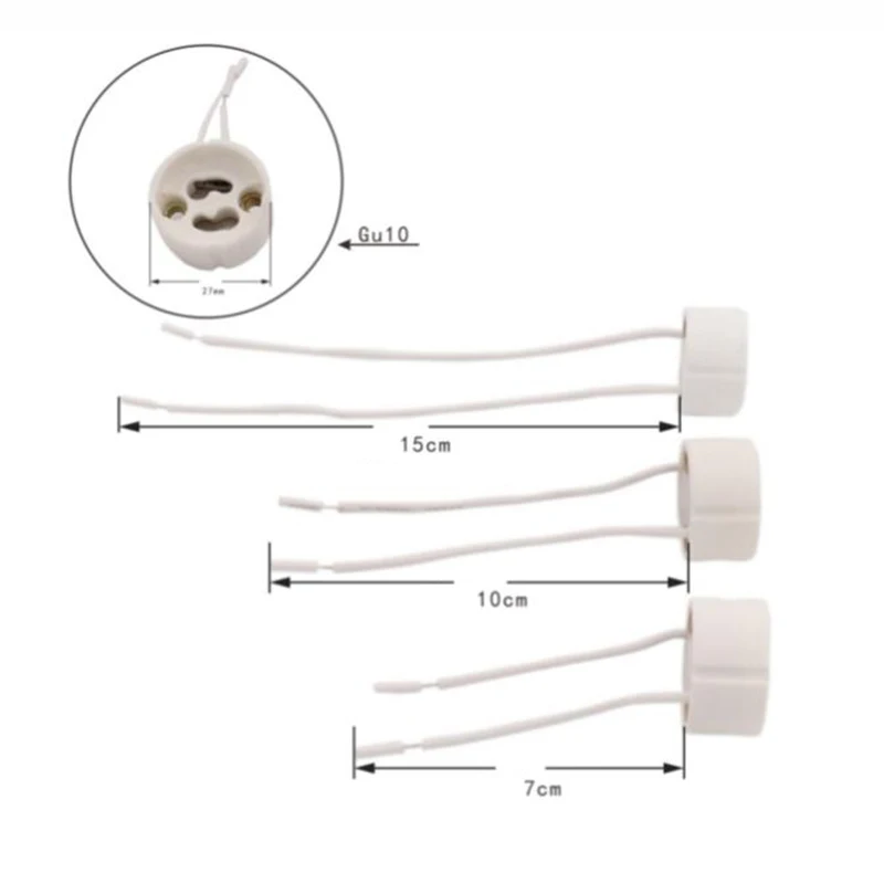 GU10 Lamp Base Lamp Socket LED Strip Connector For Halogen Ceramic Light Bulb Lamps Holder Base Wire Jack