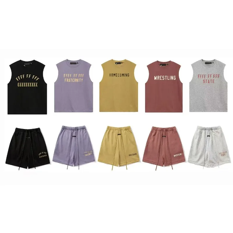 FW24 Classic Brand Men's Vest Suit Luxury Design Chest Printed Letter Round Neck Vest High Street Couple Tank Top Shorts Set