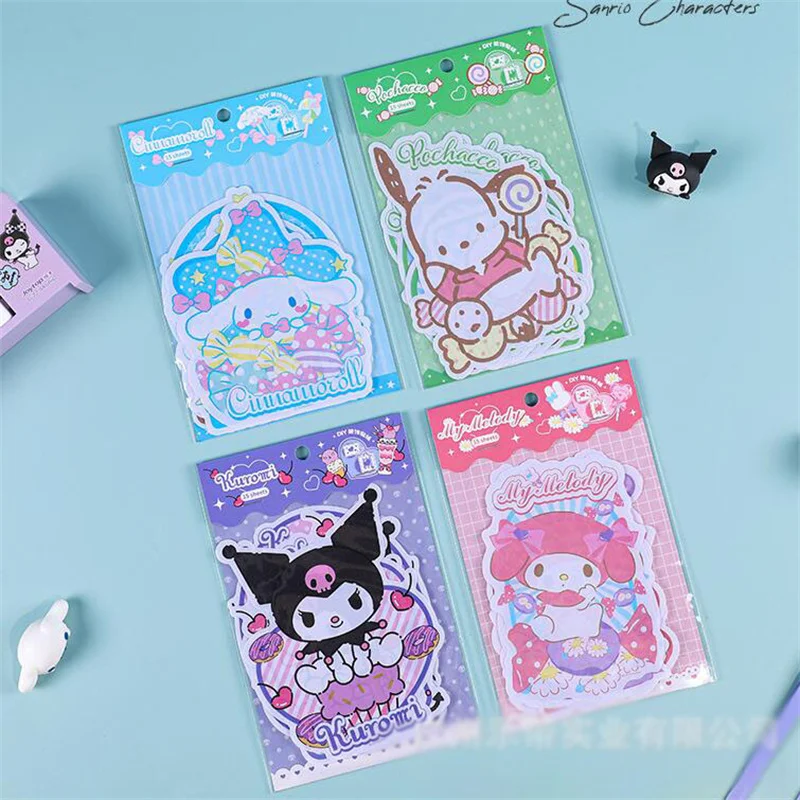 12 pack/lot Sanrio Kuromi Melody Cinnamoroll Pochacco Stickers Cute Scrapbooking DIY Diary Decorative Sticker Album Stick Label