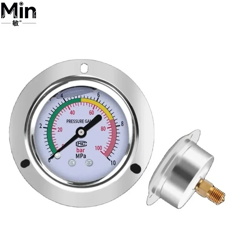 Stainless Steel Edge Shock-Resistant Liquid Filled Pressure Gauge for Oil Water Air Hydraulic System Measurement