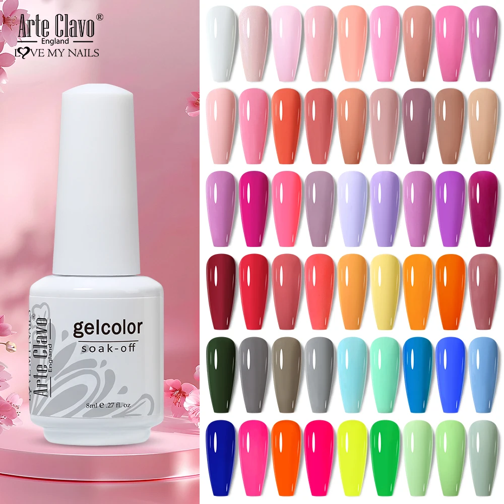 Arte Clavo 8ml Nail Gel Polish Gorgeous Color Semi Permanent Soak Off UV Gel Varnish Base Top Coat Nail Art DIY Design Varnishes