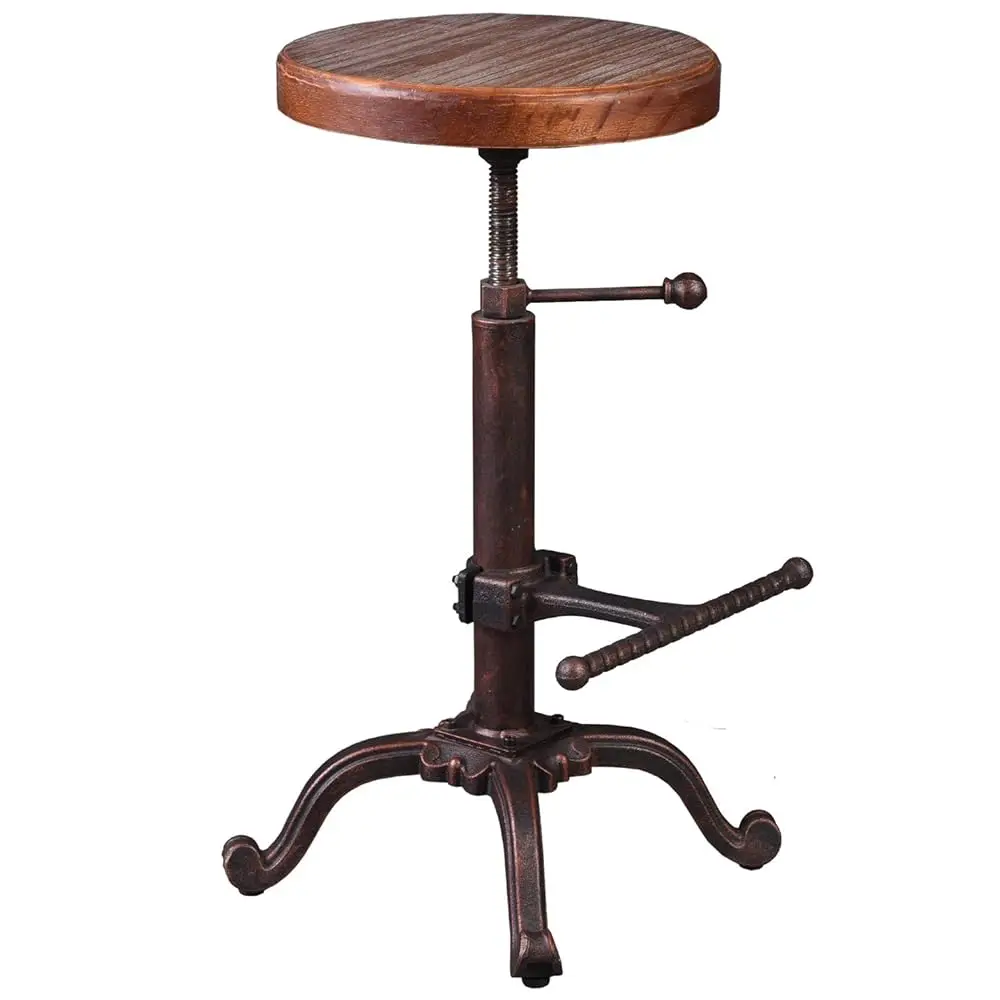 

Industrial Retro Vintage Farm Wooden Tractor Stool Kitchen Swivel Height Adjustable Bar Stool (Copper)