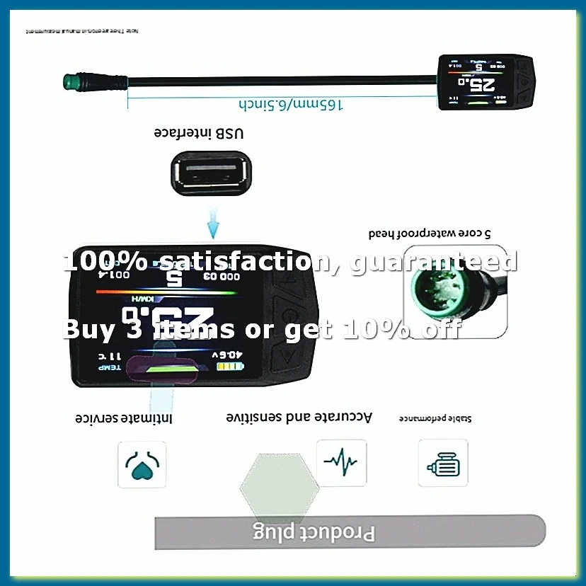 Ebike Display for KT TF01U 24V 36V 48V Intelligent Colorful LCD Meter Waterproof Joint Electric Bicycle Meter-A56M