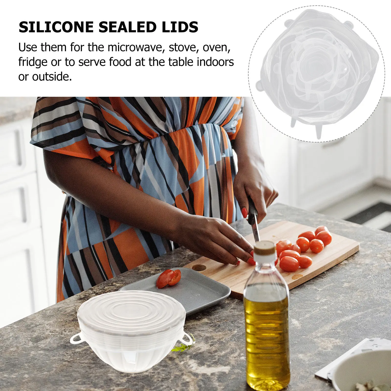 6Pcs Universal Silicone Sealed - огляд і ціна Silicone Stretch Lid