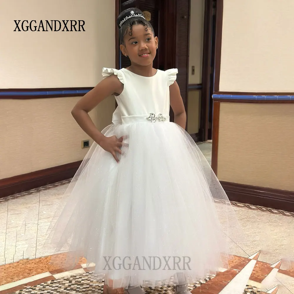 Lovely White Flower Girl Dress 2026 Wedding Party Gown Mini Princess Quinceanera Birthday Party Formal Daughter Sister Dress
