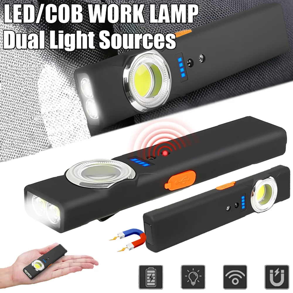 

KDULIT Многофункциональный портативный фонарик USB перезаряжаемый магнитный рабочий светильник уличный сильный двойной источник света аварийная лампа