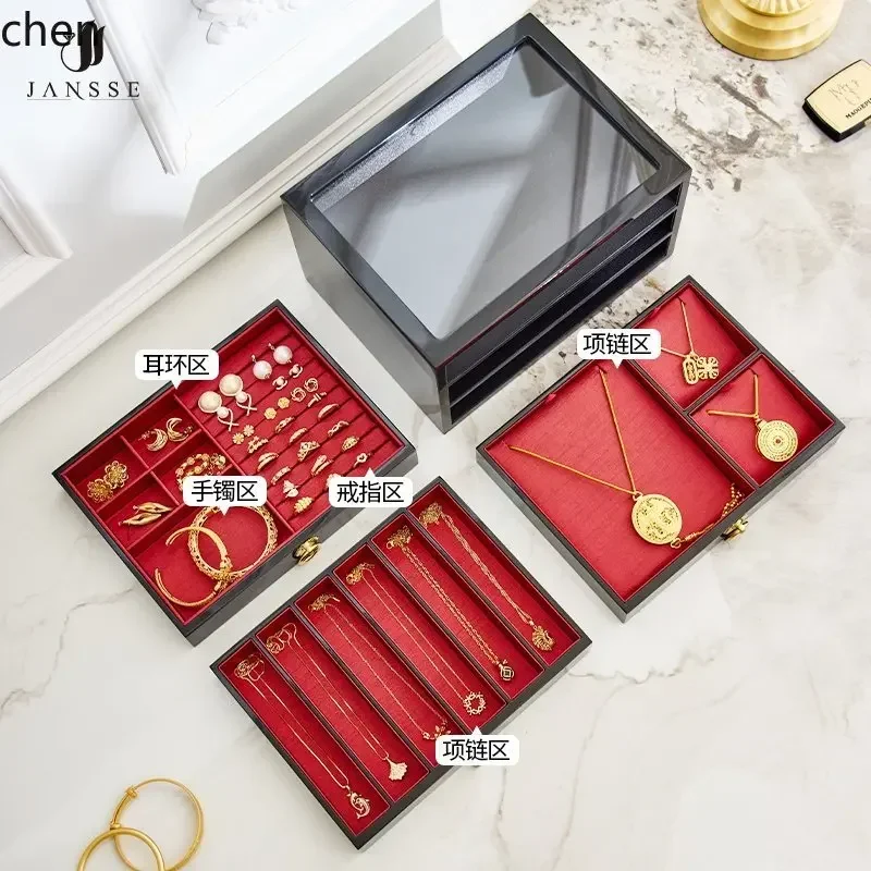 HYS box large capacity jewelry storage box high-end exquisite wedding gift jewelry storage box