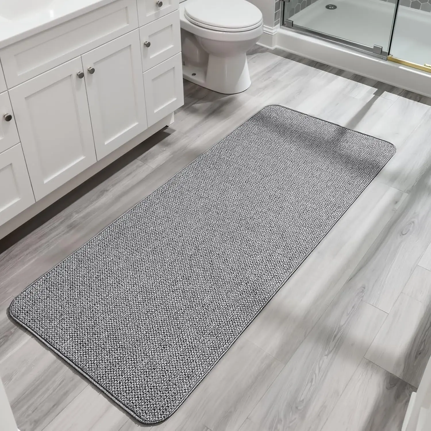 

Ultra Thin Quick Dry Bath Mat, Non-Slip Machine Washable Low Pile Runner Rug for Bathroom Shower Sink Home Decor Grey 2x5 Feet