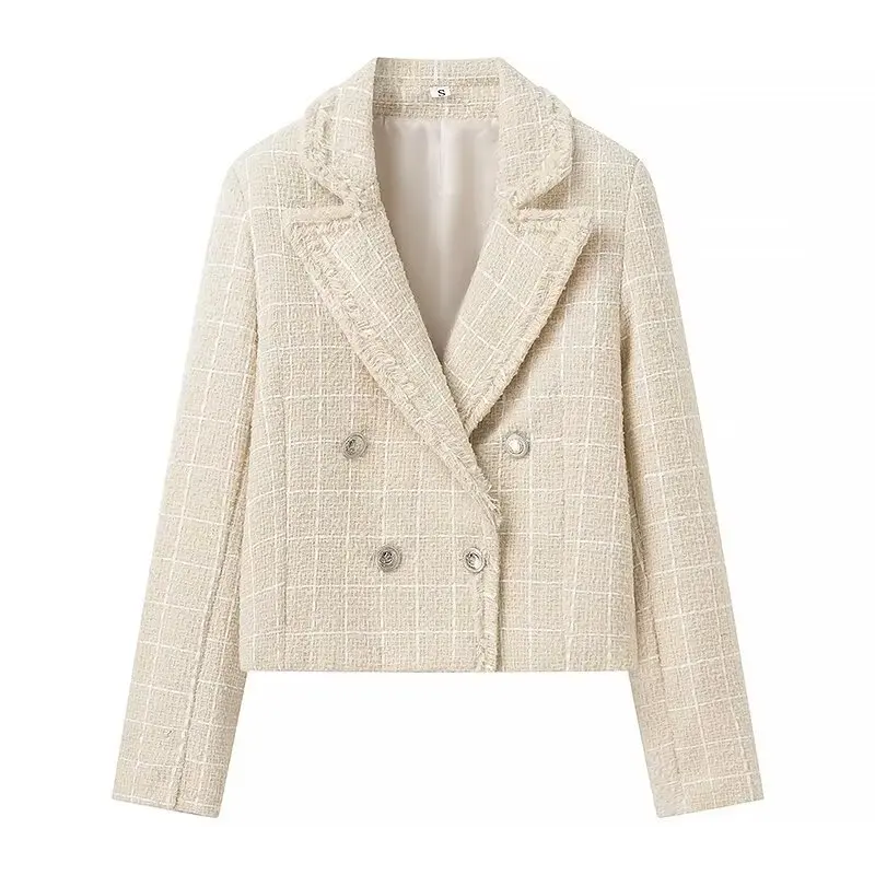 

Women's textured tweed suit jacket 2024 new autumn/winter small fragrance style short style temperament top jacket