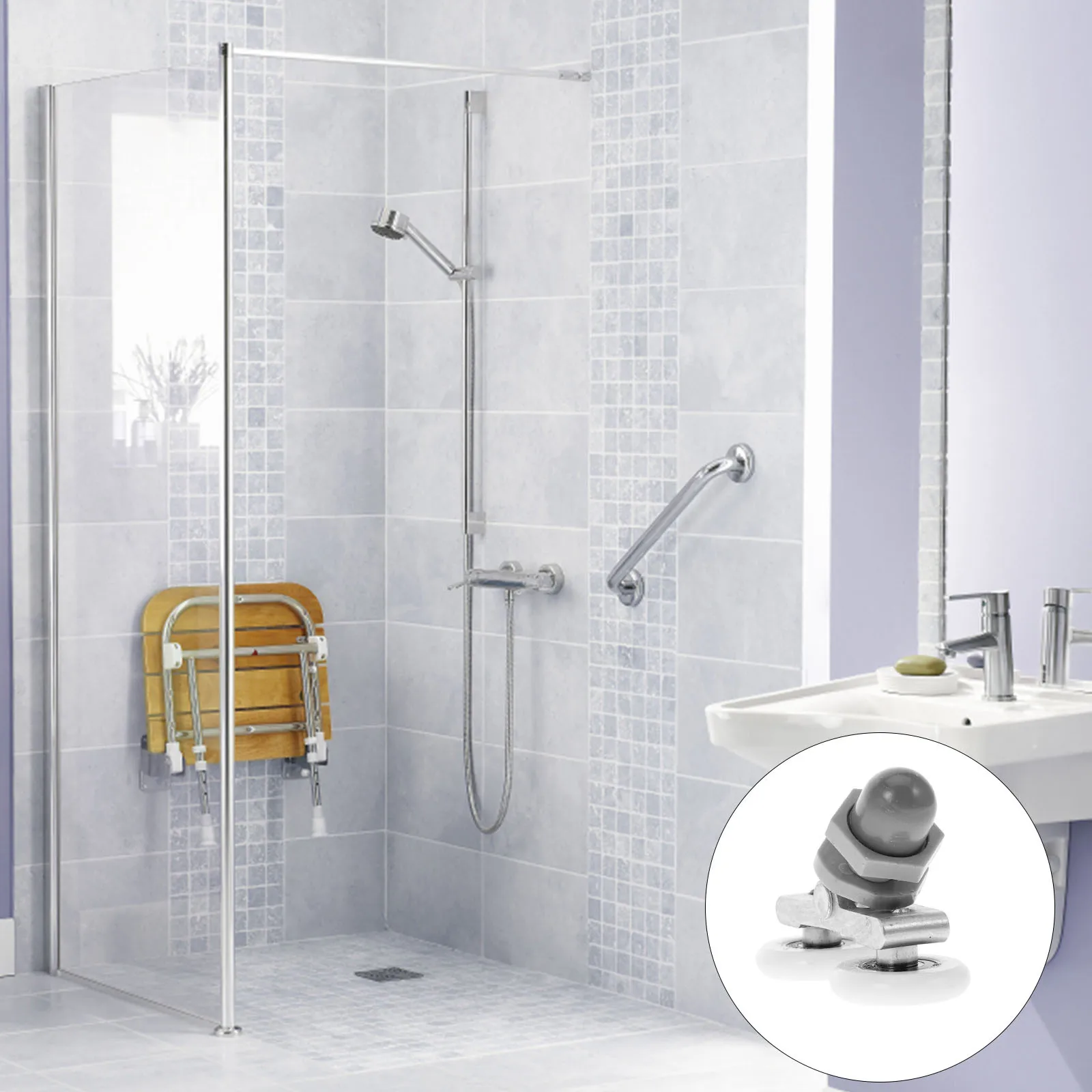 

8pcs Double Wheel Door Rollers Replacement For Sliding Shower Doors Smooth Glide Plastic Pulleys For Bathtub Enclosure Repair