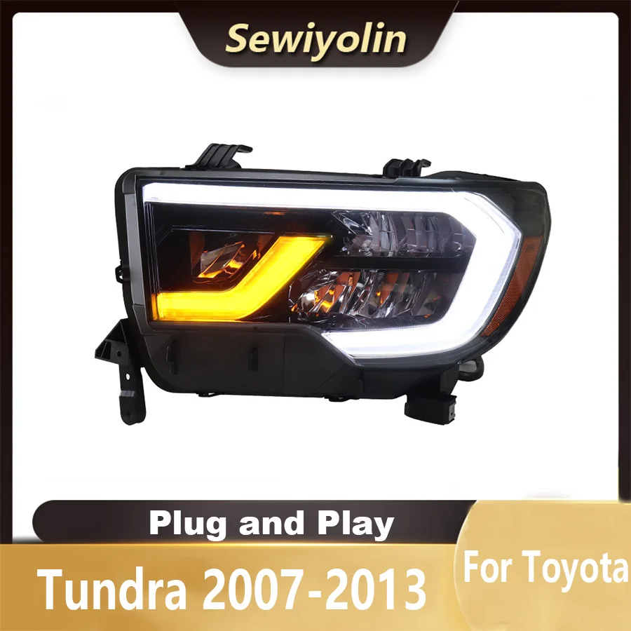 For Toyota Tundra Headlight 2007-2013 Model Assembly Sequoia Modified LED Daytime Running Light Streamer Turn