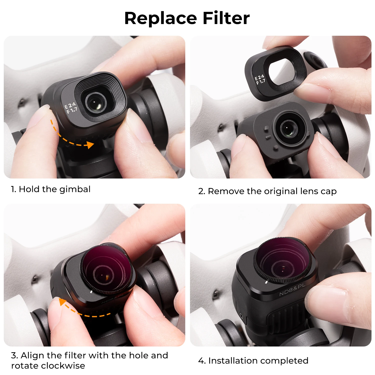 K&F Concept Drone Filter Kit ND8&PL ND16&PL ND32&PL for DJI Mini 4 Pro Optical Glass Filter Set Accessories