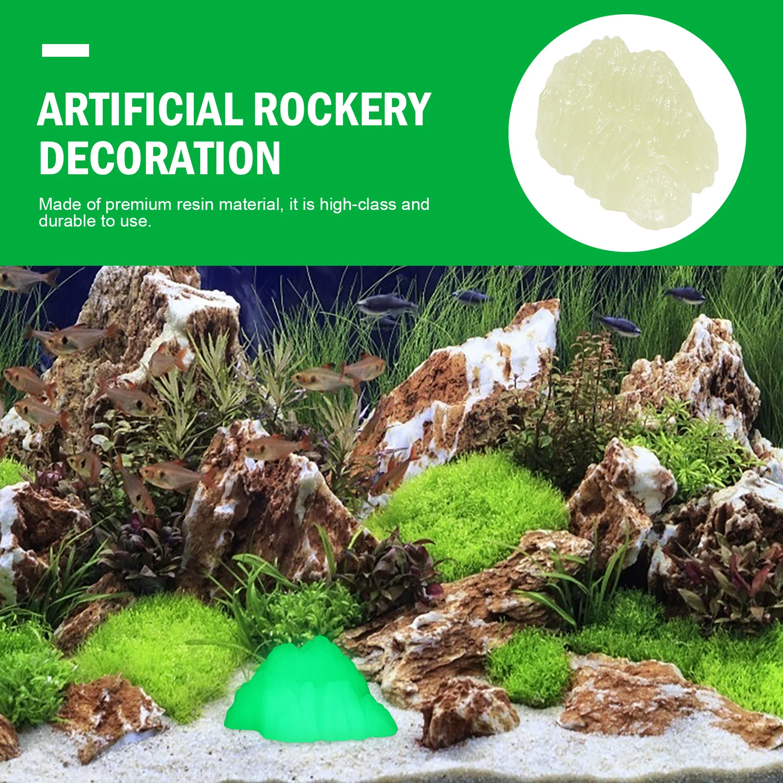 

Night Glow Stones Ornament For Aquarium Decor Fluorescent Rockery Fish Tank Landscaping Compact Plastic Statue Realistic