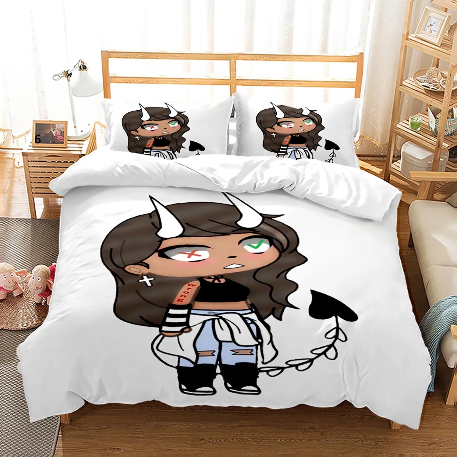 

New Gacha Life Bedding Set Single Twin Full Queen King Size Gacha Life Bed Set Aldult Kid Bedroom Duvetcover Sets 011