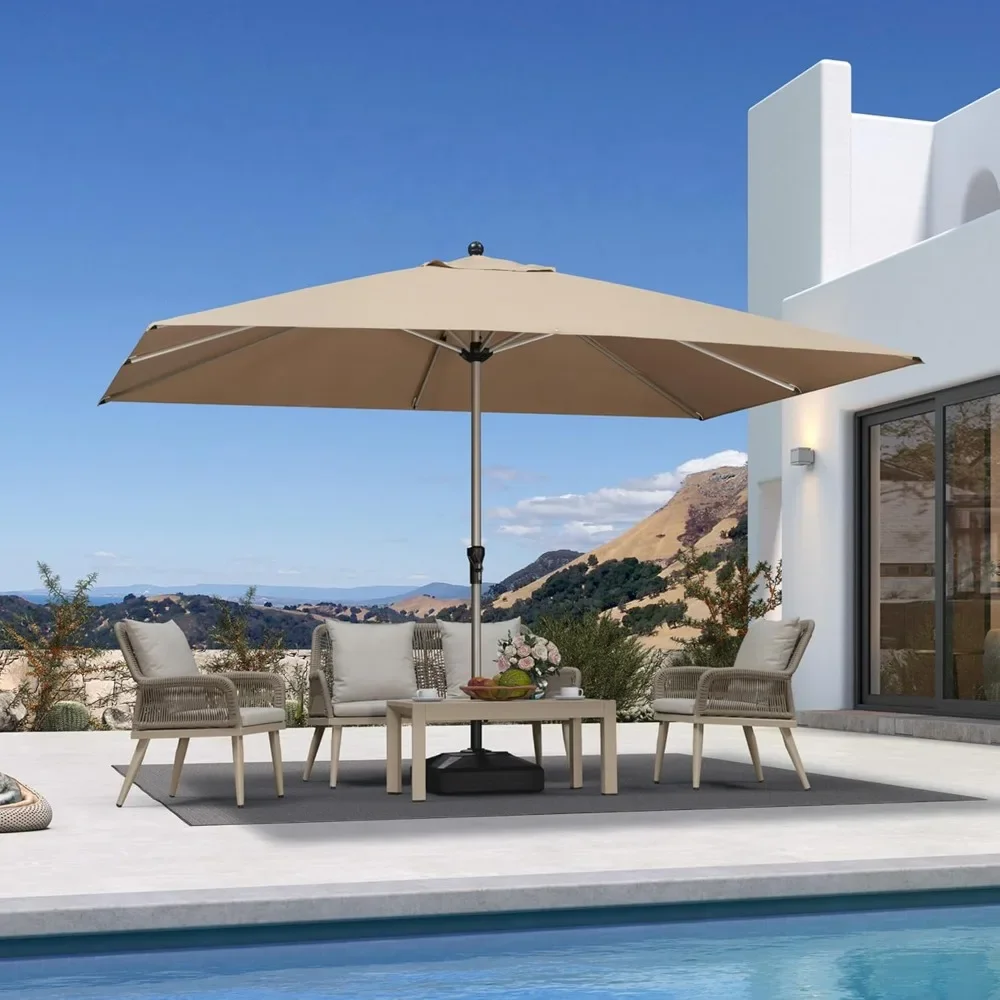 9' x 11' Rectangle Paito Outdoor Umbrella for Patio, Aluminum Table Umbrella for 3 Year Fade Resistant, Sturdy Pool