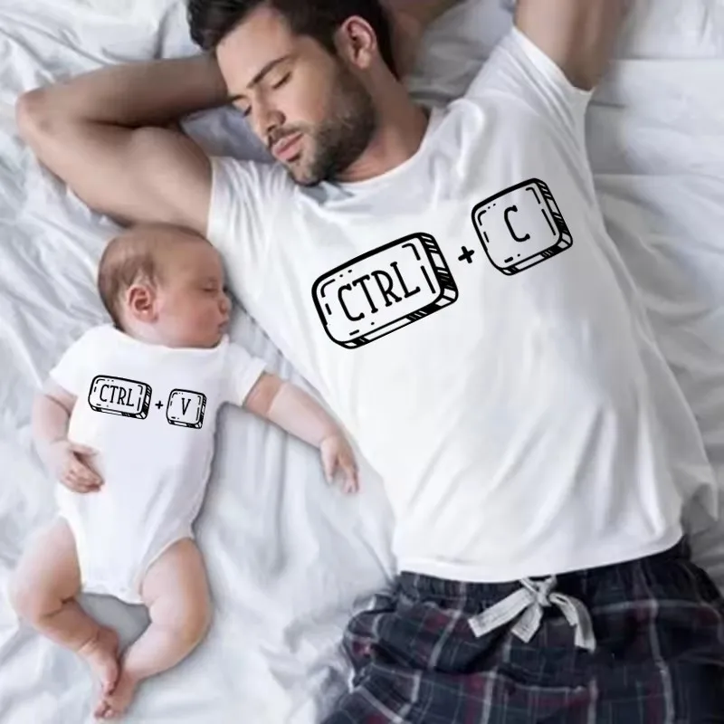 Ctrl C Ctrl V Familien-T-Shirt, T-Shirts für Vater, Mutter und Sohn, Tochter, niedliche Copy-Paste-T-Shirts, passende Familien-Outfits, Oberteile – Detail 5