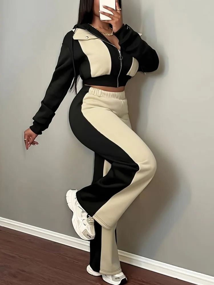 2피스 여성 세트 2025 신상 가을 겨울 매칭 세트 투피스 세트 긴팔 상의와 바지 정장 의류