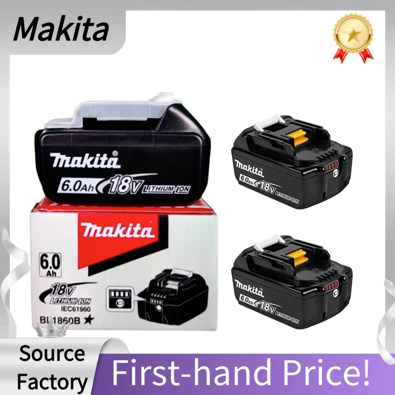 

Makita 18v Battery 6Ah, Built-in PCB Protection Board, Over-Discharge, Short-Circuit Protection, for Makita 18V Tools.