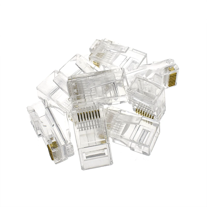 High quality 8P8C RJ-45 Gold plated RJ45 Network Modular Plug Cat5 CAT5e Connector Ethernet Cables Module Plug Network Connector