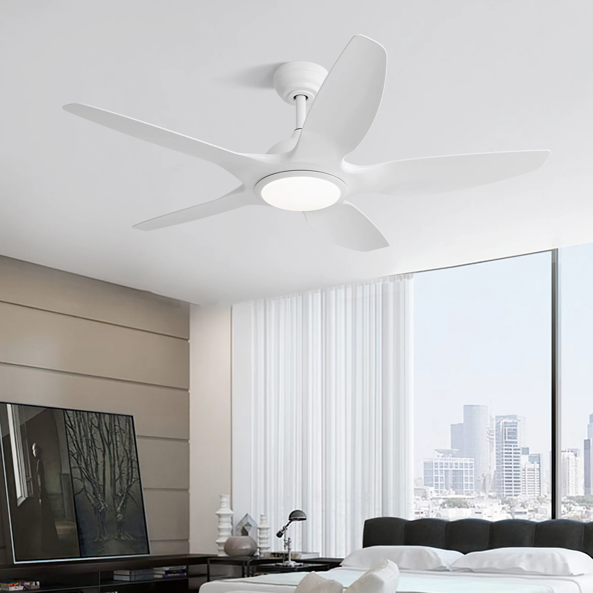 Sofucor Modern 48-inch Ceiling Fan with LED DC 6-speed High Wind speed with remote control