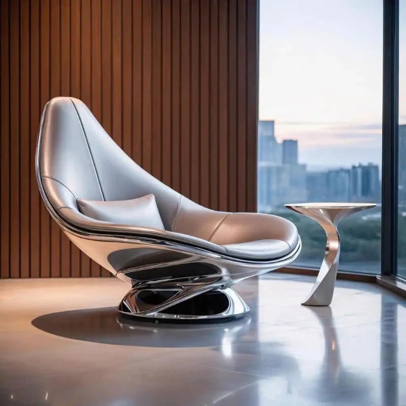 Special-shaped fiberglass geometric armrest leisure chair