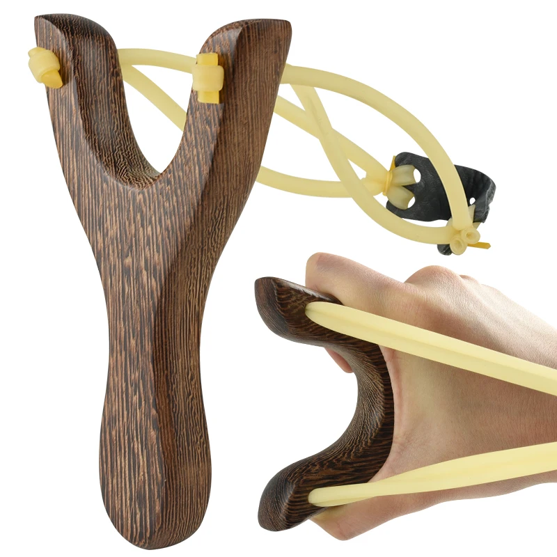 Traditional Wooden Shooting Slingshot Y-shaped Outdoor Shooting Toy with High Elasticity Catapult for Precise Shooting Caza