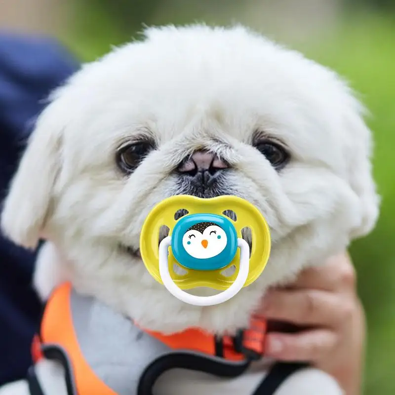 Puppy Pacifier Puppy Kitten Calming Pacifier Cartoon Pet Puppy Molar Teeth Cleaning Cat Dog Chew Toy Food Grade Puppy Teether