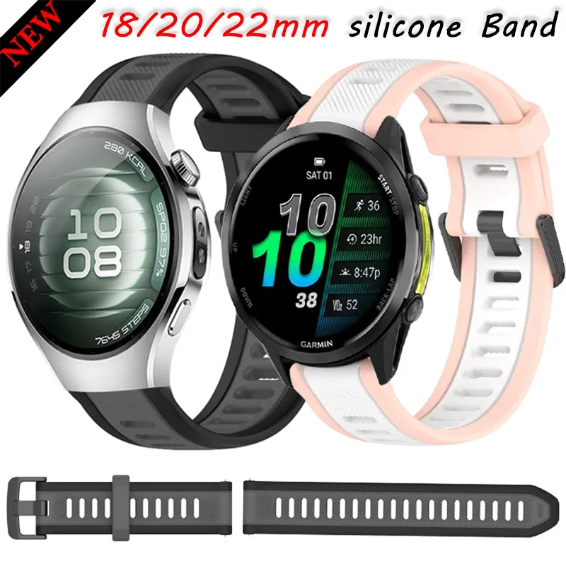

18/20/22mm silicone strap For Huawei watch 5 46mm/Garmin Forerunner 570 970 265 55 165 965 Bracelet Band For Huawei watch 5 42mm
