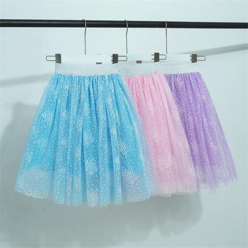 3-12Y Children\'s Skirts Girls Summer Spring Kids Clothing Gauze Print Cool Skirts Party Clothes  Cotton Lace