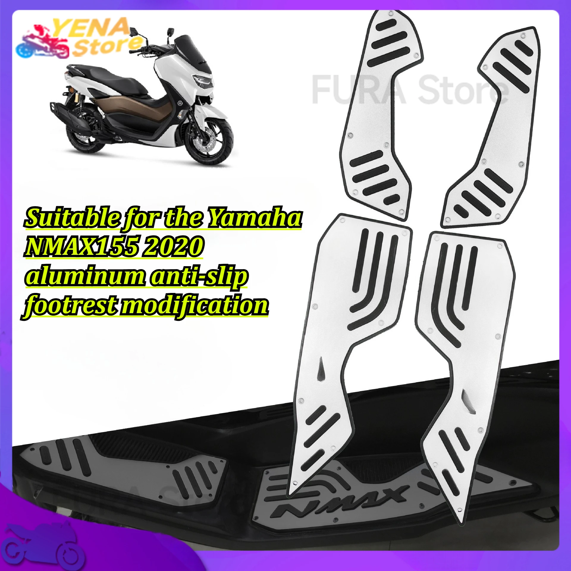 

The motorcycle footrest is suitable for the Yamaha NMAX155 2020 aluminum anti-slip footrest modification.