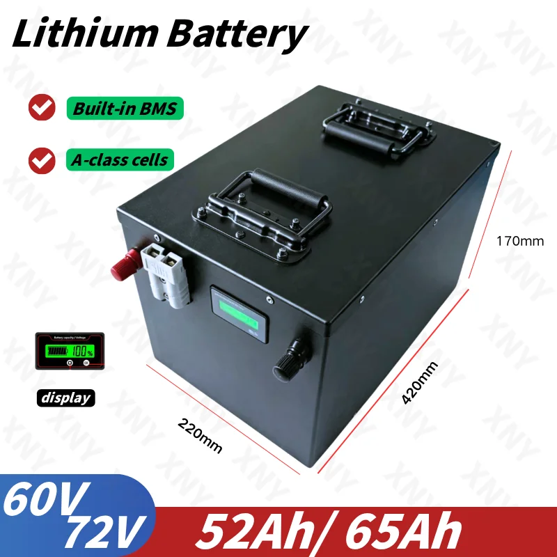 

60V 72V 50Ah 65Ah Lithium Li-ion Battery Bluetooth BMS 17S 20S for 500W 800W 1000W 1500W 2000W Two Wheeler Vehicle Forklift 5.