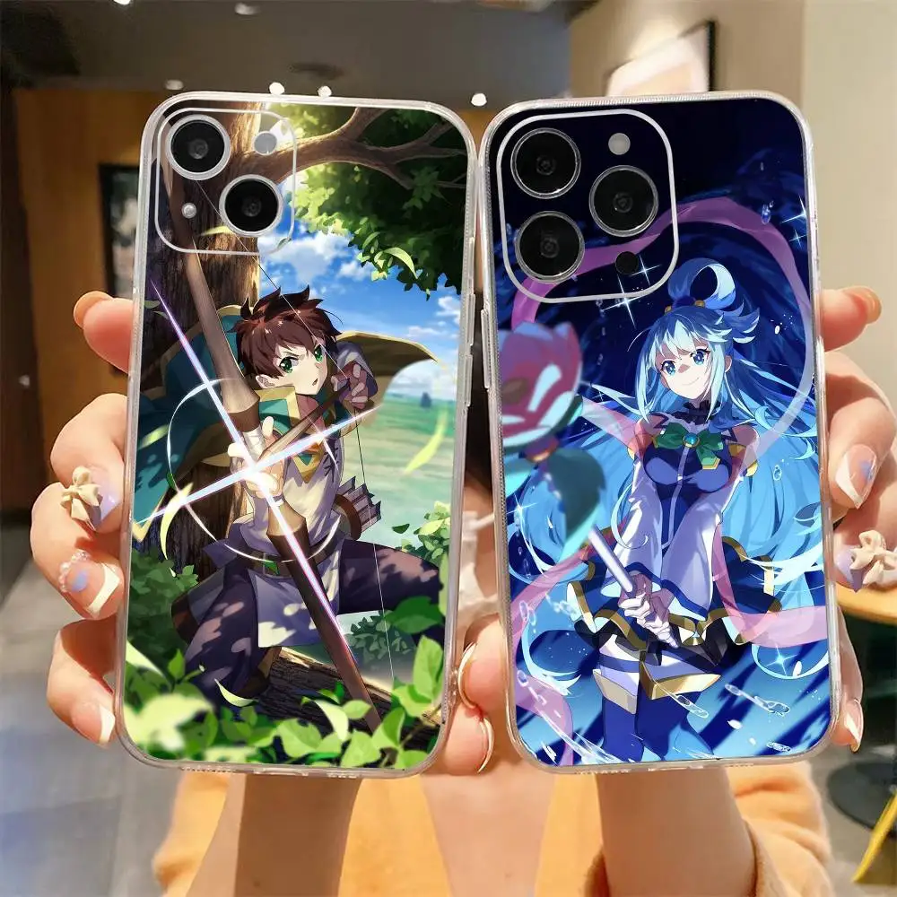 Coque de téléphone transparente souple Anime K-Konosuba pour iPhone 17 16 15 14 13 12 11 Plus Pro Max