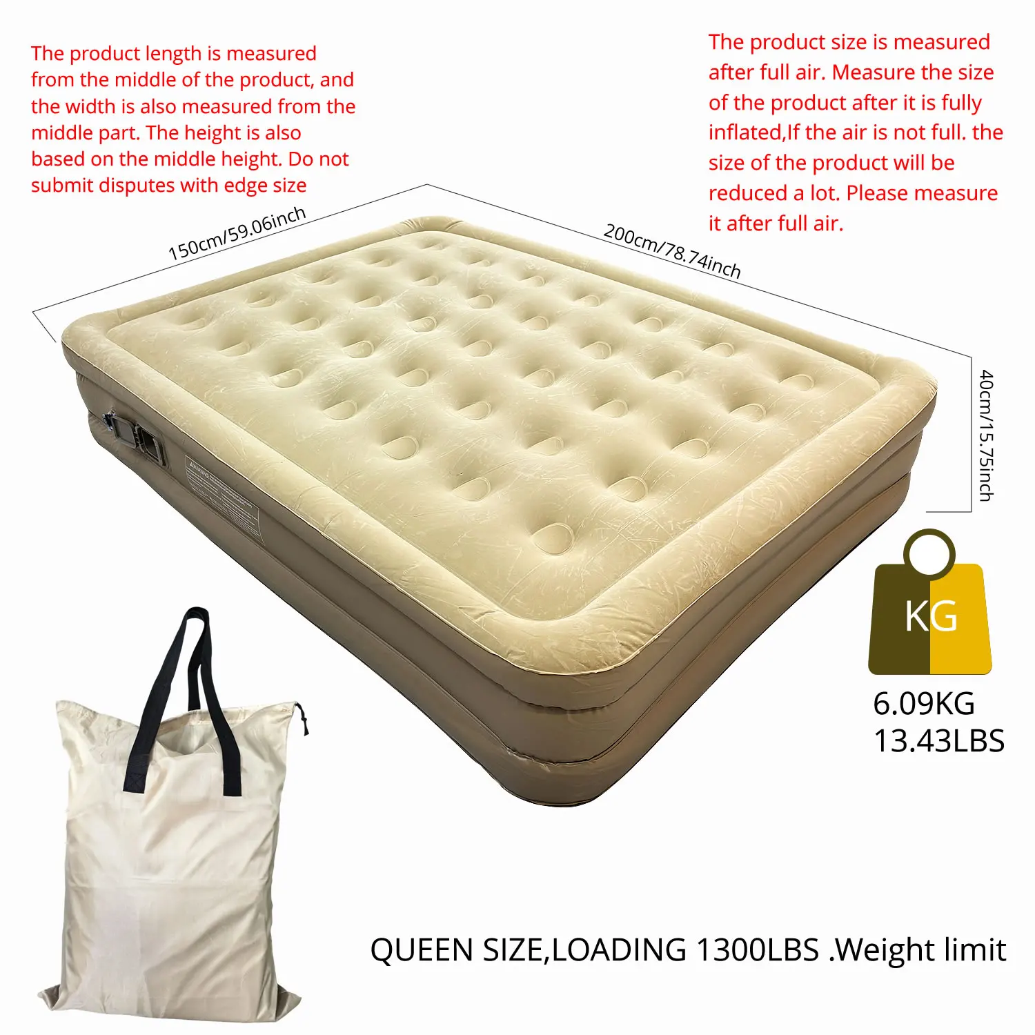 Outdoor Camping Built-in Pump Pvc Heightened Air Mattress Mute Shock Absorption 1-2 People Moisture-proof Pad