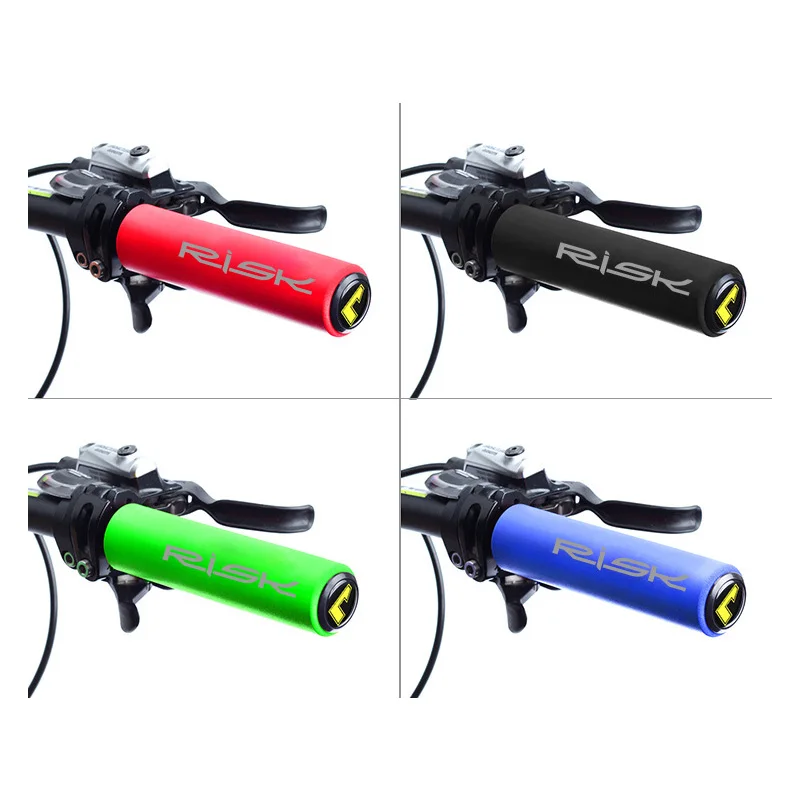 RISK MTB Bike Grips Bicycle Handlebar Grips Ultra-light Antiskid Soft Silicone Cycling Bike Handle Grips Cover Plastic End Plugs