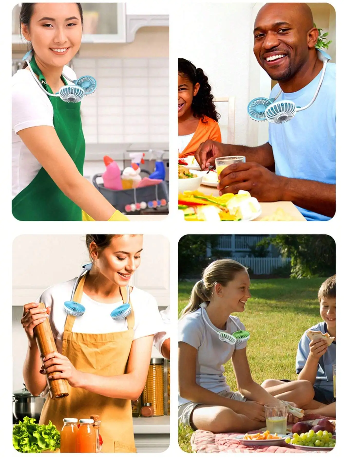 ポータブルUSB首掛けミニファン、充電式バッテリー付き折りたたみ式デスクトップパーソナルファン