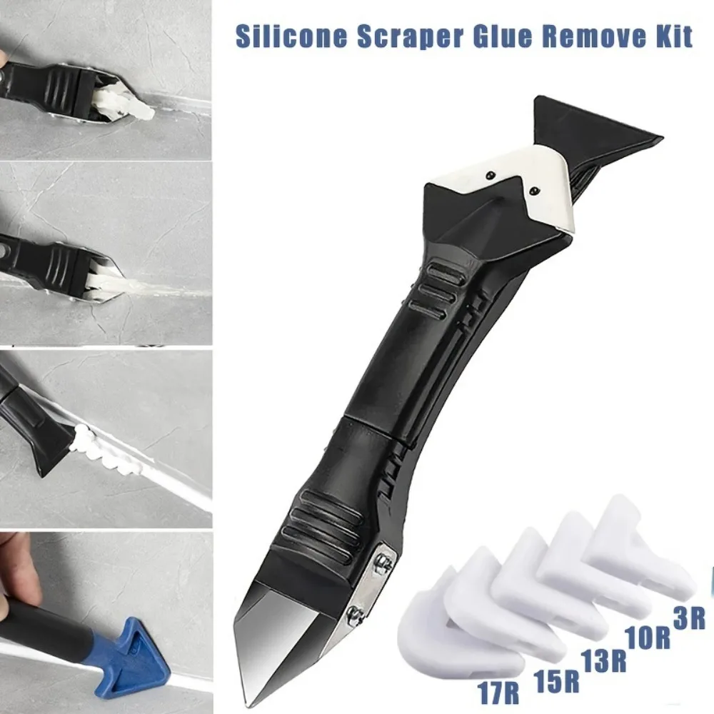 5 in 1 Silicone Sealants Remover Scraper Smooth Caulk Finisher Tools Grout Kit Seam Repair Removal Hand Tool Set Accessories