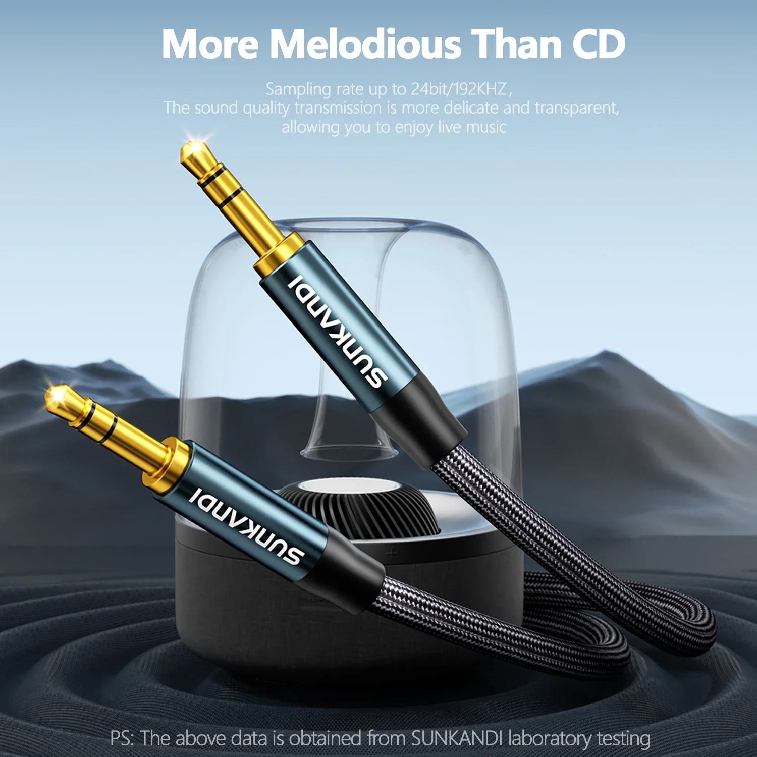 SUNKANDI 3.5mm Audio Cable Male to Male Stereo Audio AUX Cord for Car, Headphone Jack, Speaker, Home Stereos, Smartphone view 2