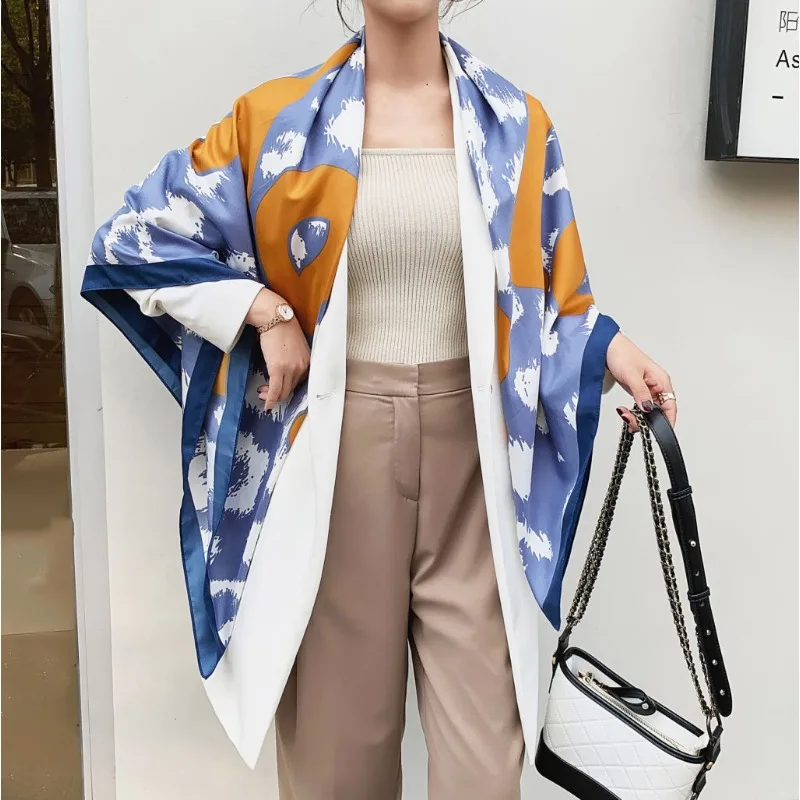 

French Love Letter Scarf Women 130cm Four Seasons Gift Versatile Shawl Wrap Warm Sunscreen Fashionable Square Accessory