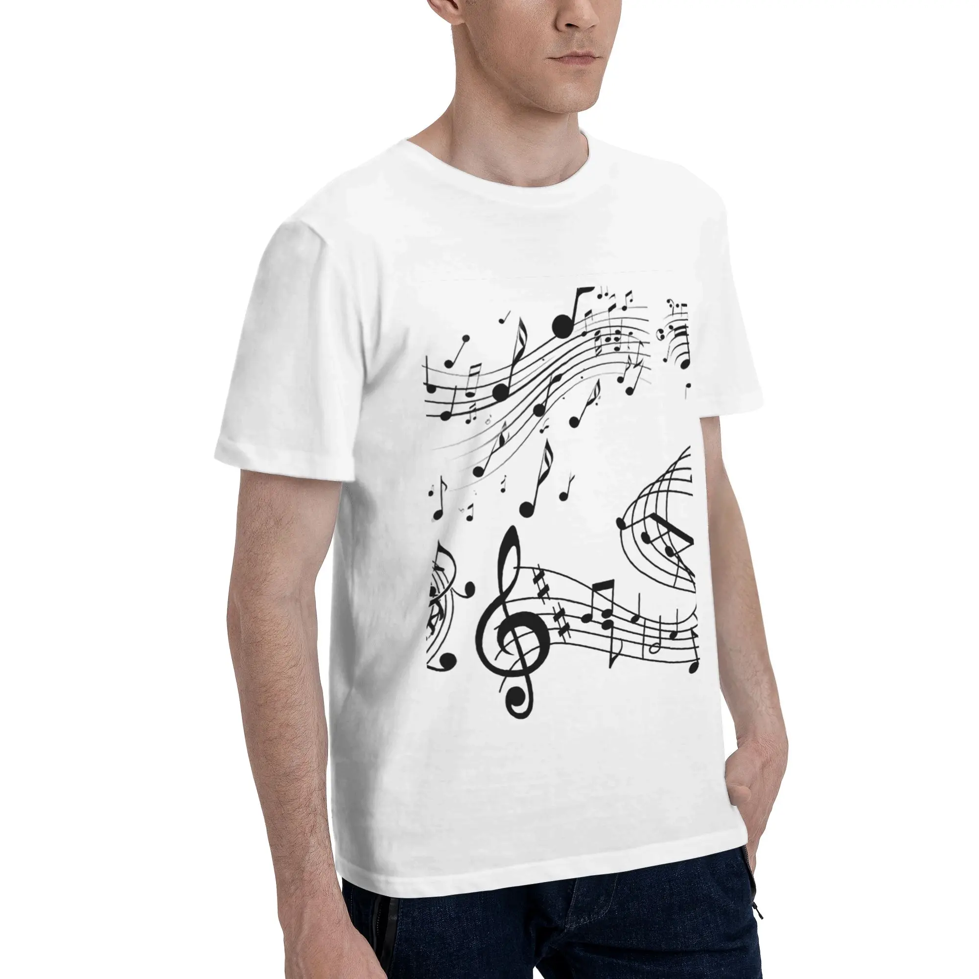 

Abstract Piano Keys With Musical Notes Men T-Shirt Oversized T Shirts Men's O-Neck Cotton Tees Short Summer Male