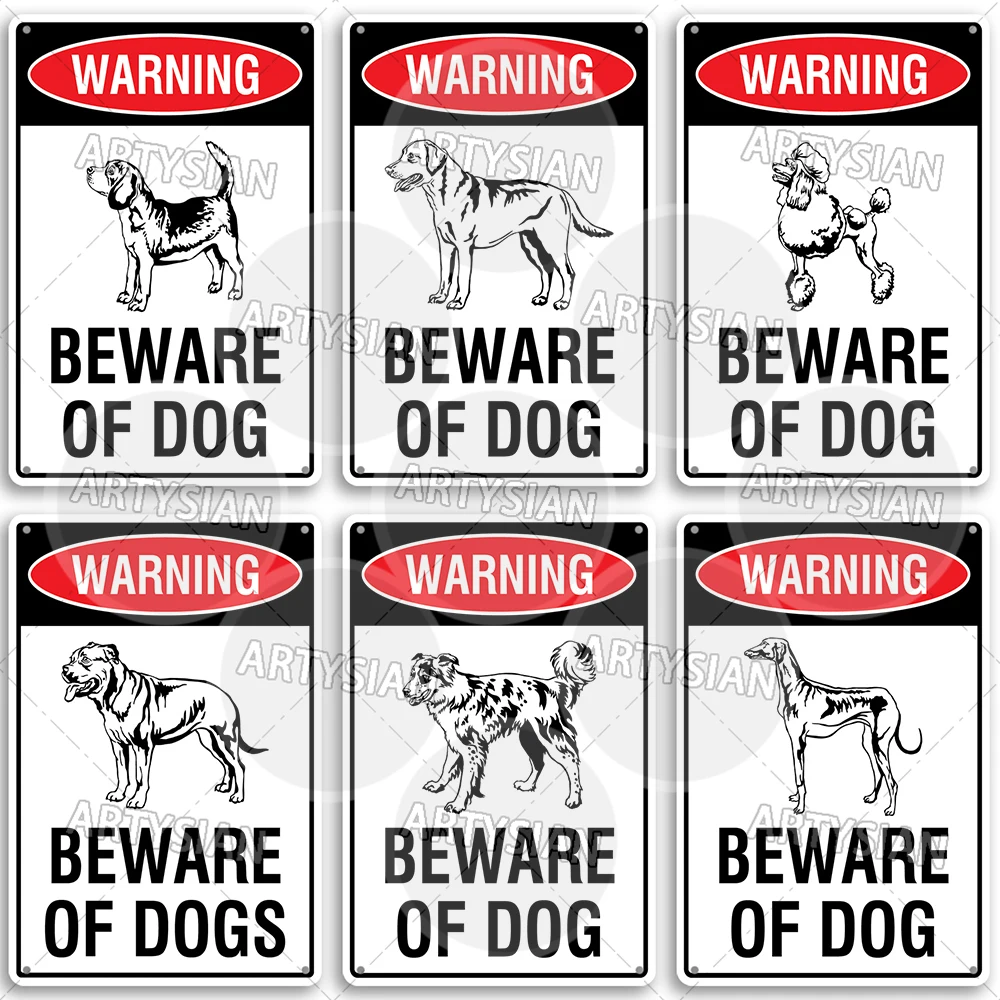 Beware of Dog Metal Sign Rottweiler GSD Golden Beagle Bulldog Pit Bull Poodle Bullmastiff Bloodhound Yorkie Border Collie Schn