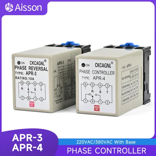 Controlador de inversión de fase APR-3 APR-4, Protector de secuencia, Motor de relé trifásico para evitar pérdida de fase inversa, 220V/380V