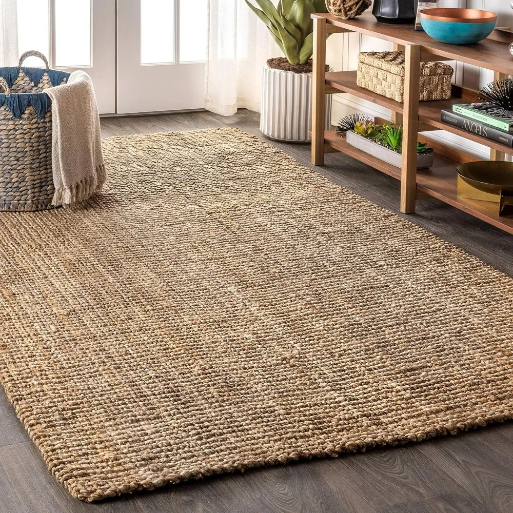 

Natural 8 ft. x 10 ft. Area Rug Bohemian, Transitional, Rustic, Perfect for Home, Living Room, Kitchen, Bedroom, Non-Slip Carpet