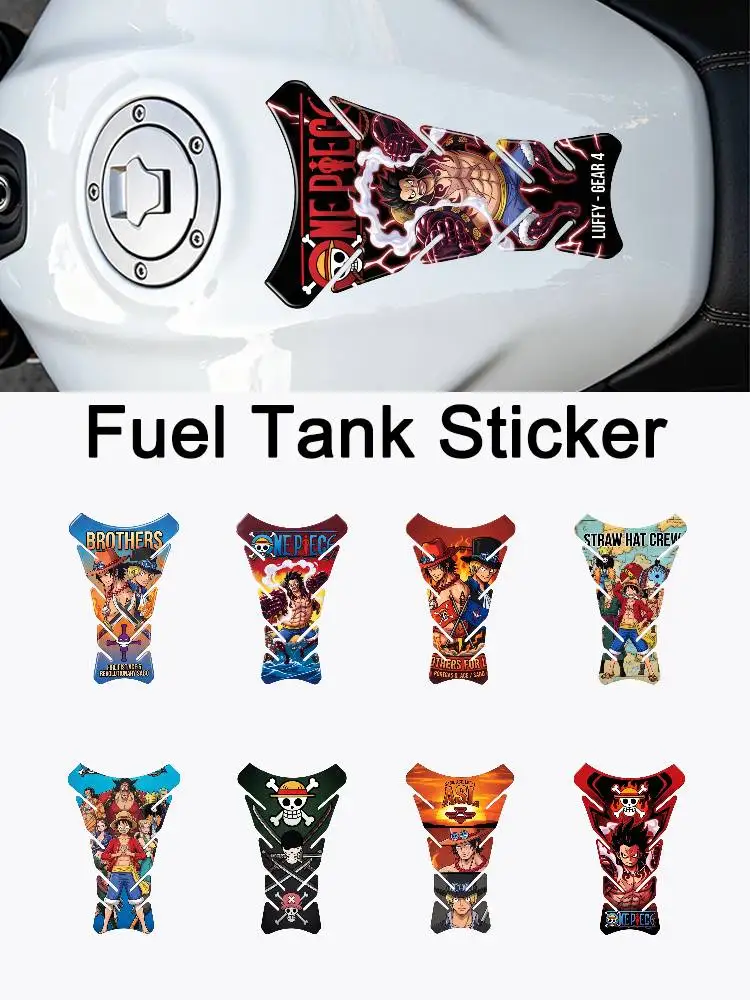 

ONE PIECE ZORO LUFFY Motorcycle PVC Tank Pad Tank Cap Protector Racing Sticker Universal