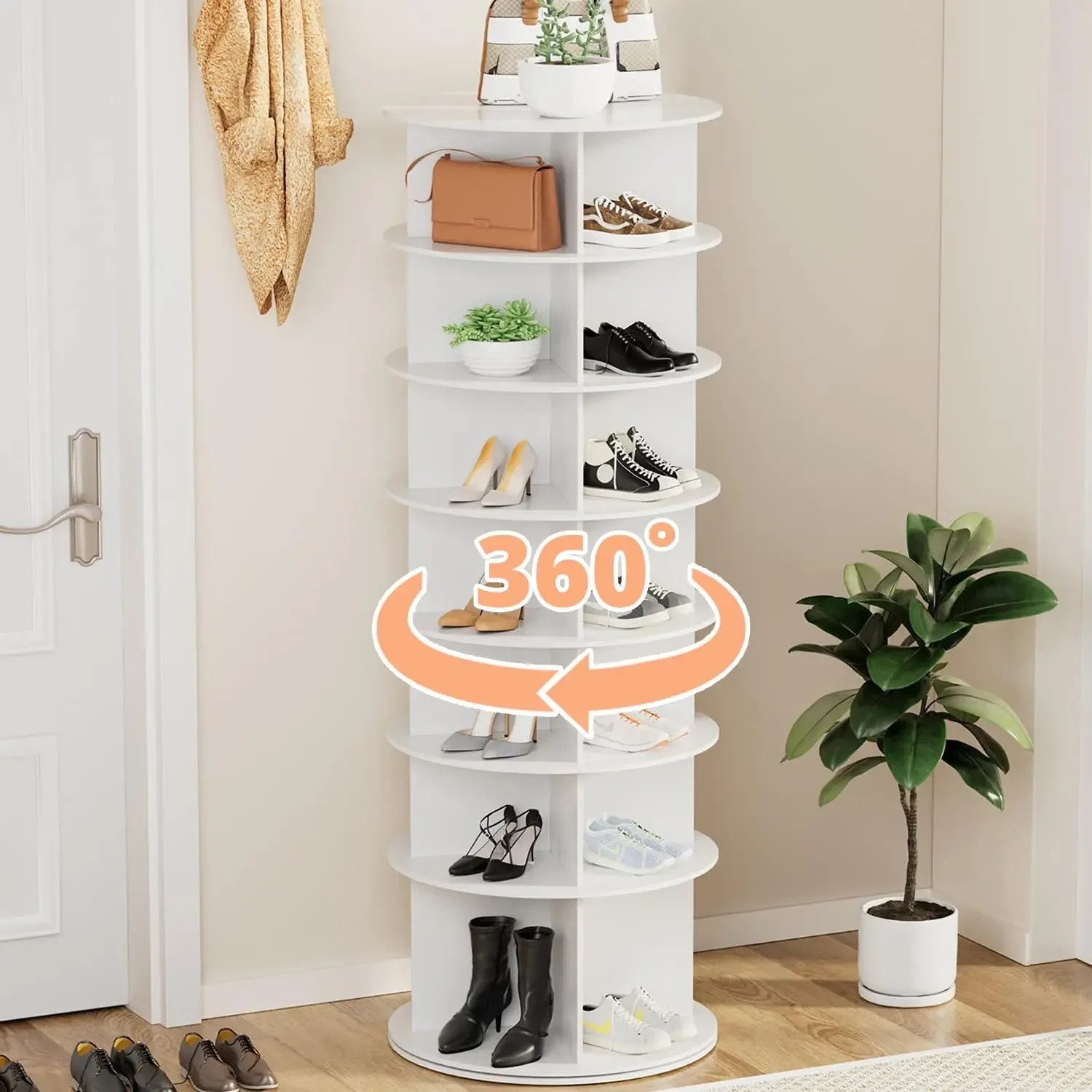 Rotating shoe rack 360 degree multi-functional home flip telescopic built-in rack shoe cabinet multi-layer shoe rack