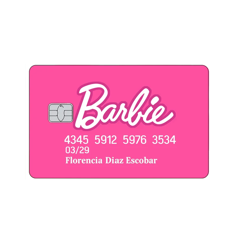 Cartoon Barbie Diy Card Laser Film Skin Stickers Kawaii Anime PVC Matte Credit Debit Bus Metro Card Sticker Cover Film Toys Gift