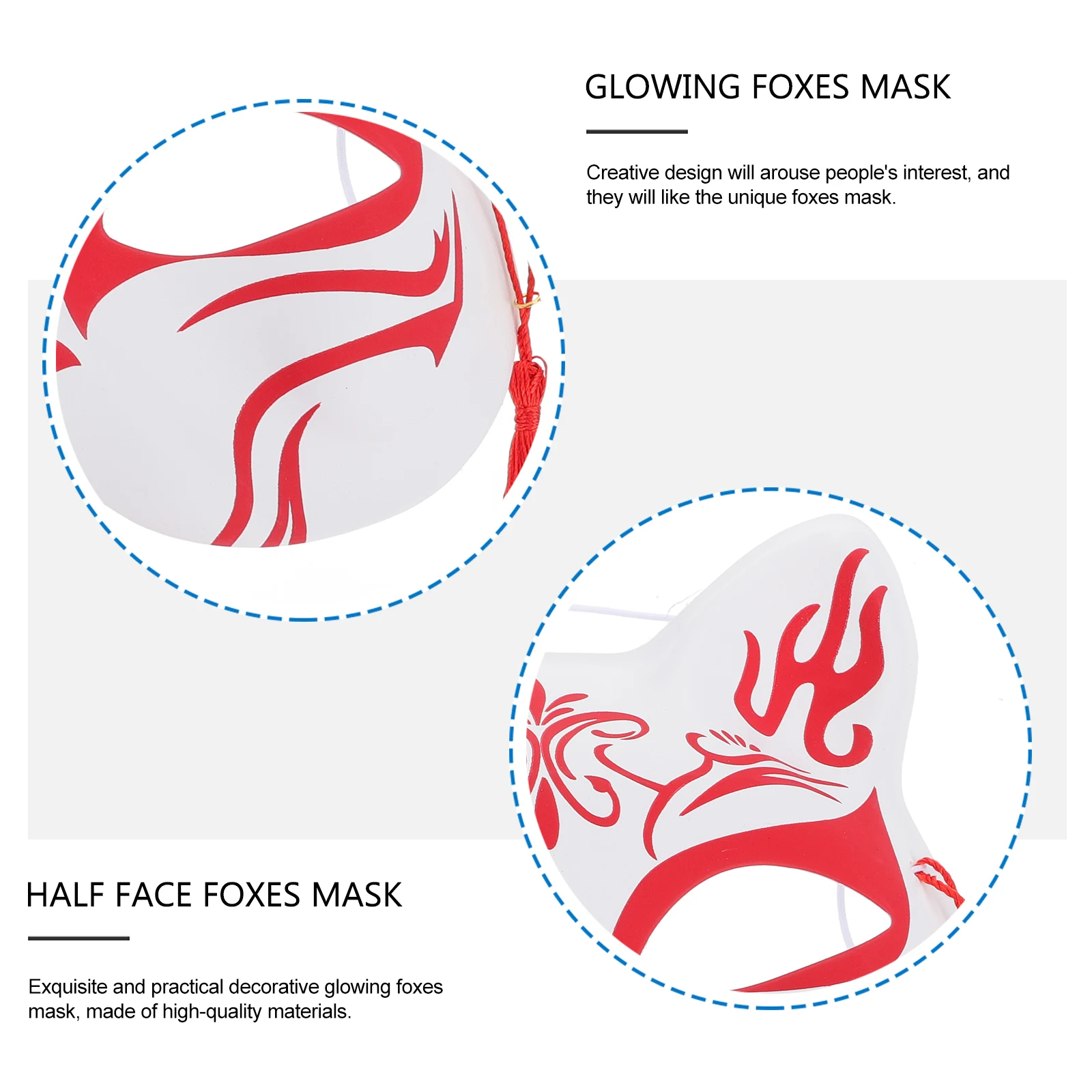 

2 Pcs Cosplay Mask Half Face Animal Masks Masquerade Party PVC Halloween Red and White
